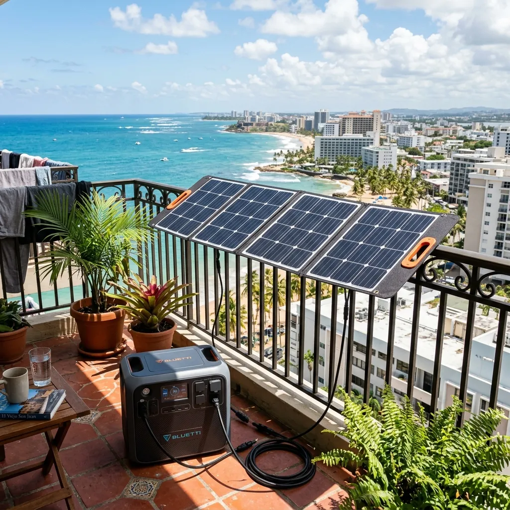Portable power station charging via balcony solar panels