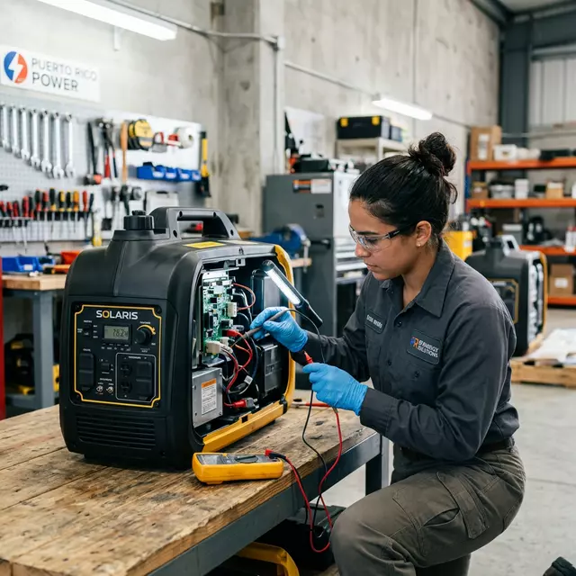 Inverter generator being inspected in Puerto Rico